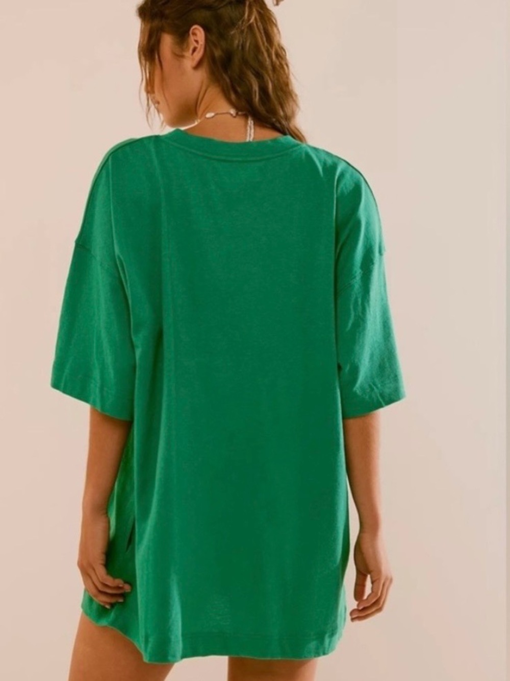 NWOT Free People Essential Extreme Tee Oversized Mini Dress Green Size XL - Picture 2 of 8
